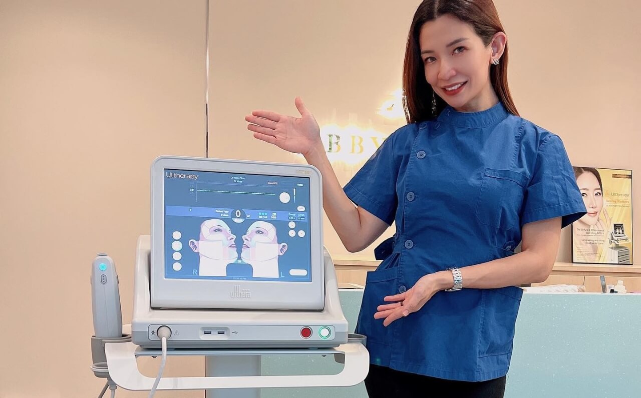Dr. Abby showing the Ultherapy treatment machine